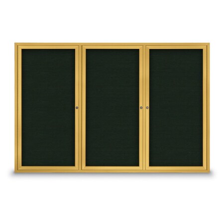 United Visual Products 30"x36" 1-Door Enclosed Outdoor Letterboard, Green Felt/Gold Alum UV1166DSD3036-GOLD-GREEN